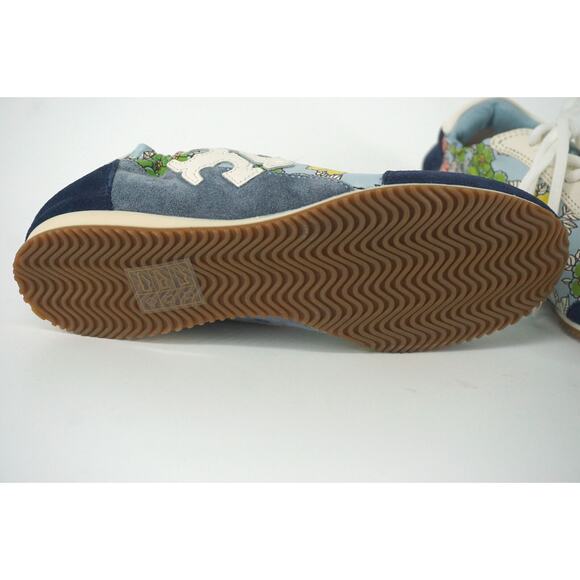 Tory Burch Low Top Floral Suede Sneakers SZ 5 Tennis logo $225 New Trainer - Picture 8 of 9